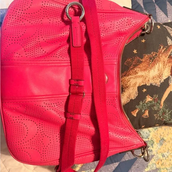 Coach Pink Perforated Leather Satchel - Picture 2 of 5